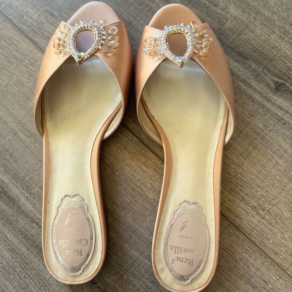 Rene caovilla slip on satin sandals